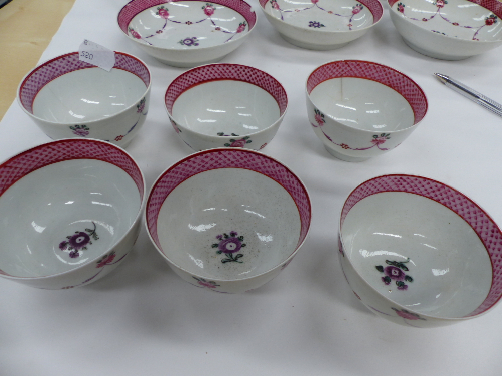 RUSSIAN COFFEE CAN AND SAUCER TOGETHER WITH ENGLISH FAMILLE ROSE STYLE TEA BOWLS AND SAUCERS. - Image 2 of 25