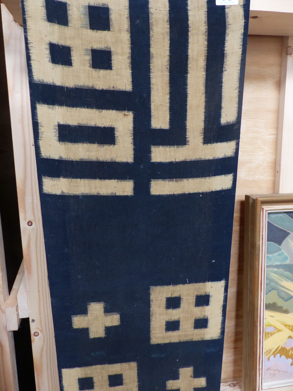 AN ANTIQUE JAPANESE LINEN PANEL.