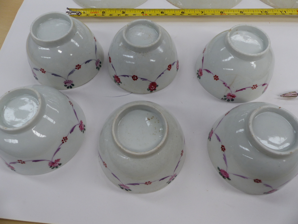 RUSSIAN COFFEE CAN AND SAUCER TOGETHER WITH ENGLISH FAMILLE ROSE STYLE TEA BOWLS AND SAUCERS. - Image 10 of 25