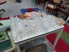 A QTY OF CUT GLASSWARE,ETC