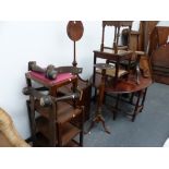 A SHERATON POLE SCREEN, A TORCHERE, A DROP LEAF TABLE AND VARIOUS OCCASIONAL FURNITURE.