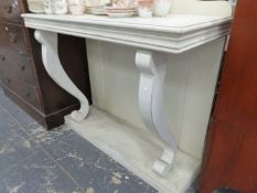 A LARGE PAINTED CONSOLE TABLE.