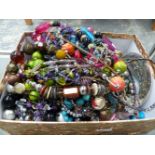 BOX OF VARIOUS COSTUME JEWELLERY.