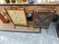 AN ARTS AND CRAFTS COPPER FIRE SCREEN AND ONE OTHER.