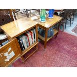 A SMALL CABINET AND A TEA TROLLEY