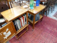 A SMALL CABINET AND A TEA TROLLEY