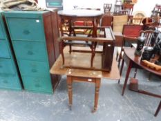 A MAHOGANY PEMBROKE TABLE AND TWO OCCASIONAL TABLES.