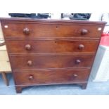 A GOOD QUALITY LATE GEORGIAN MAHOGANY CHEST OF FOUR GRADUATED DRAWERS.