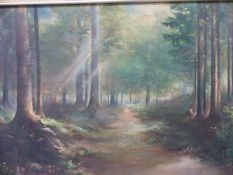 AN OIL ON CANVAS WOODLAND PARK.