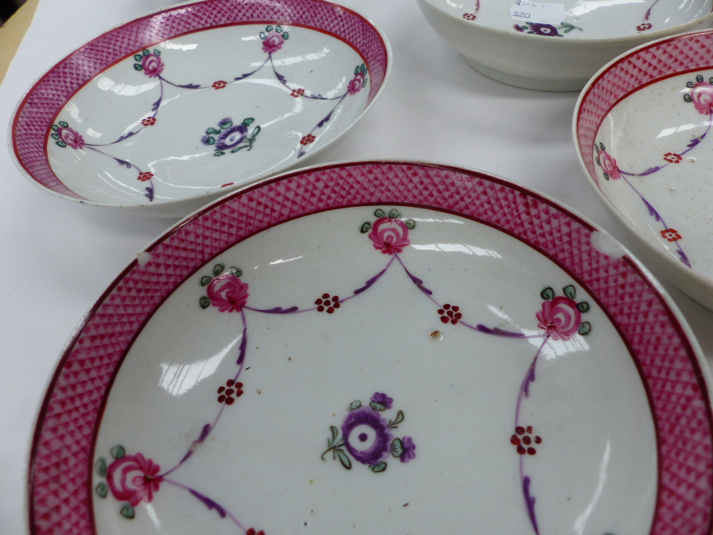 RUSSIAN COFFEE CAN AND SAUCER TOGETHER WITH ENGLISH FAMILLE ROSE STYLE TEA BOWLS AND SAUCERS. - Image 6 of 25