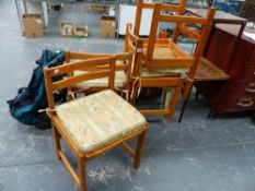 FOUR PINE KITCHEN CHAIRS.