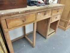 AN OAK SCULLERY SIDE CABINET.