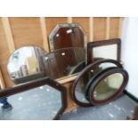 TWO LARGE EARLY 20th.C.OVAL WALL MIRRORS AND FIVE OTHERS.