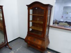 A DUTCH STYLE WALNUT DISPLAY CABINET