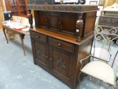 AN OAK COURT CUPBOARD.