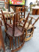 FOUR ANTIQUE COUNTRY SIDE CHAIRS.