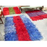 THREE MID CENTURY LONG PILE RUGS.