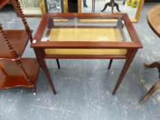 A MAHOGANY BIJOUTERIE TABLE.