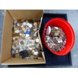 A TUB OF SIXPENCES AND OTHER COINAGE.