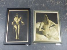 TWO NUDE PAINTINGS ON CANVAS.