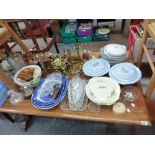 A QTY OF ASSORTED CHINA AND BRASSWARES,ETC.