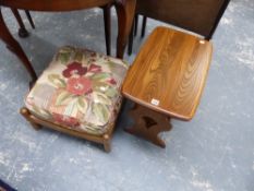 AN ERCOL STOOL AND AN OCCASIONAL TABLE.