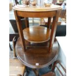 AN OAK GATELEG TABLE WITH BARLEY TWIST LEGS AND AN ART DECO OCCASIONAL TABLE.