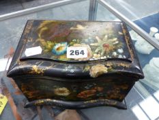 A PAPIER MACHE TEA CADDY.