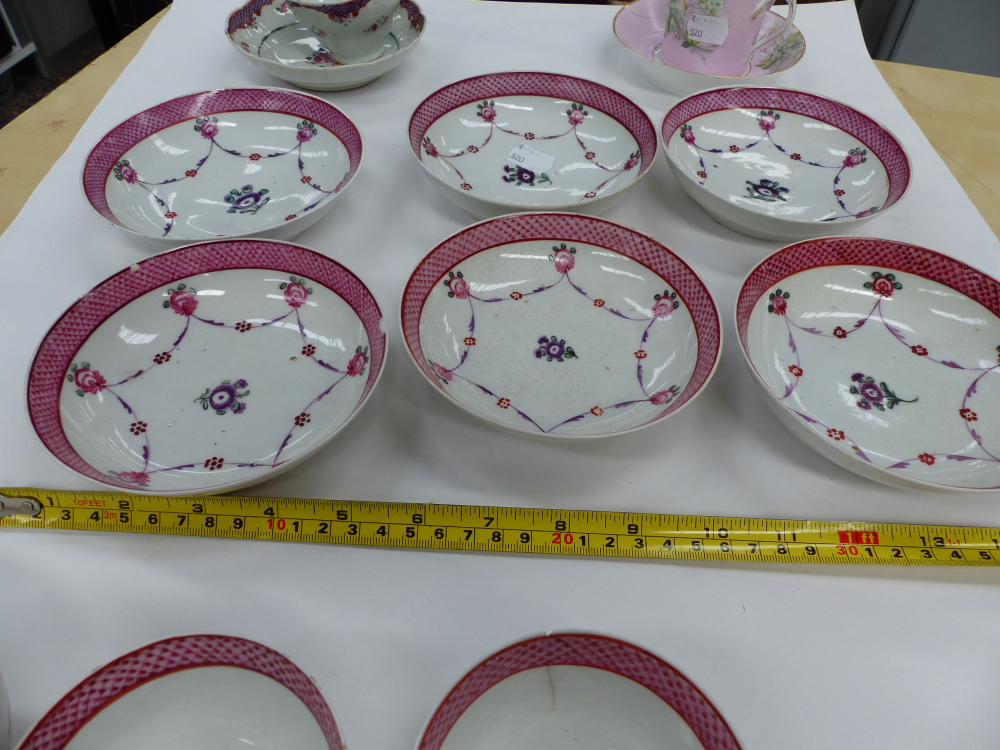 RUSSIAN COFFEE CAN AND SAUCER TOGETHER WITH ENGLISH FAMILLE ROSE STYLE TEA BOWLS AND SAUCERS. - Image 7 of 25