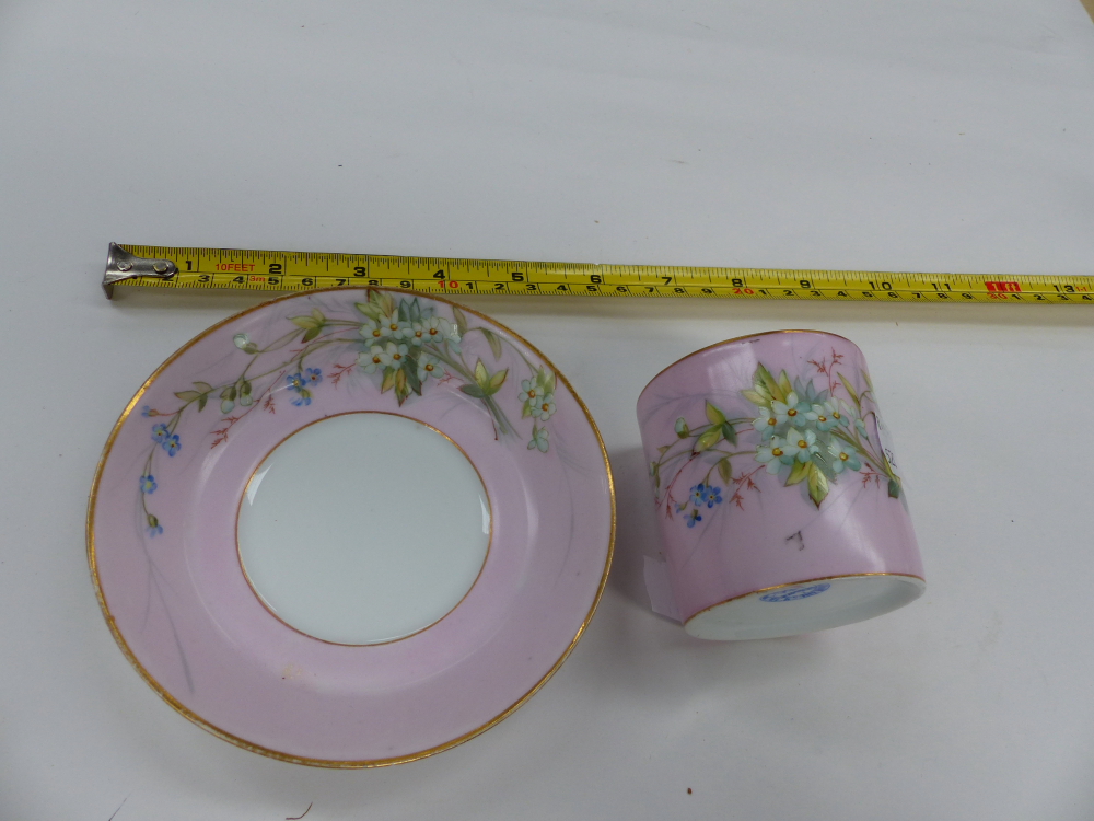 RUSSIAN COFFEE CAN AND SAUCER TOGETHER WITH ENGLISH FAMILLE ROSE STYLE TEA BOWLS AND SAUCERS. - Image 17 of 25