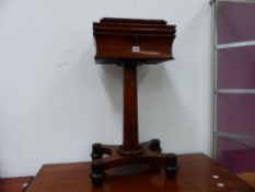 A WM.IV.ROSEWOOD WORKBOX ON STAND WITH PLATFORM BASE.