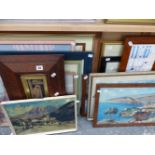 A QTY OF OIL PAINTINGS, WATERCOLOURS AND PRINTS.