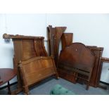 A QTY OF FRENCH WALNUT AND OTHER SLEIGH BEDS,ETC.