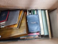 A SELECTION OF BOOKS (THE RUBAIYAT OF OMAR KHAYYAM) TO ALSO INCLUDE A PHOTO ALBUM AND CUTLERY.