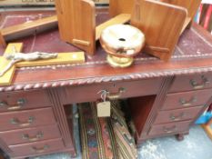 A MAHOGANY PEDESTAL DESK.