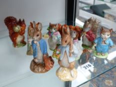 A QUANTITY OF BESWICK BEATRIX POTTER FIGURES ETC.(9)