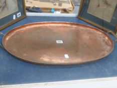 AN ARTS AND CRAFT LARGE COPPER SERVING TRAY.