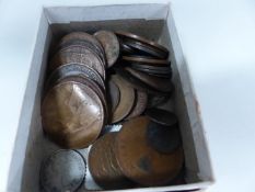 A BOX OF COINS.