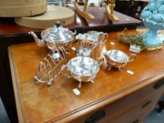 A SILVER PLATED TEASET,ETC