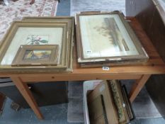 A QUANTITY OF WATERCOLOURS, ETCHINGS,ETC.
