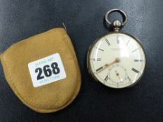 A WILLIAM BELLION HALLMARKED SILVER POCKET WATCH.