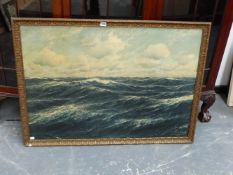 A LARGE GILT FRAMED SEASCAPE.