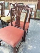 A PAIR OF GEORGIAN MAHOGANY SIDE CHAIR.