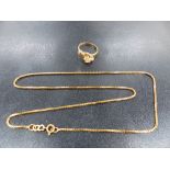 AN 18ct BOX CHAIN TOGETHER WITH A 22ct RING.