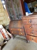 AN INLAID MAHOGANY BUREAU BOOKCASE.