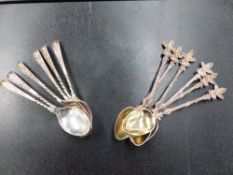 SIX HALLMARKED SILVER TEA SPOONS TOGETHER WITH A FURTHER SIX 830 STAMPED TEASPOONS.