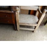 A RUSTIC PINE CHAIR TOGETHER WITH AN OAK DRESSING CHEST.