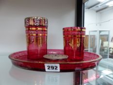 A RED GLASS TRIO.