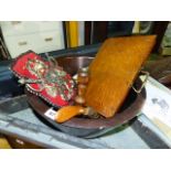 A WOODEN BOWL AND VARIOUS TREEN.