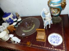 A QTY OF CHINA AND GLASS, ORNAMENTS,ETC.